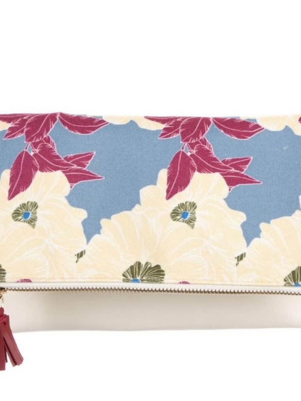 Rachel Pally Floral Foldover Clutch in Blue, Cream & Pink